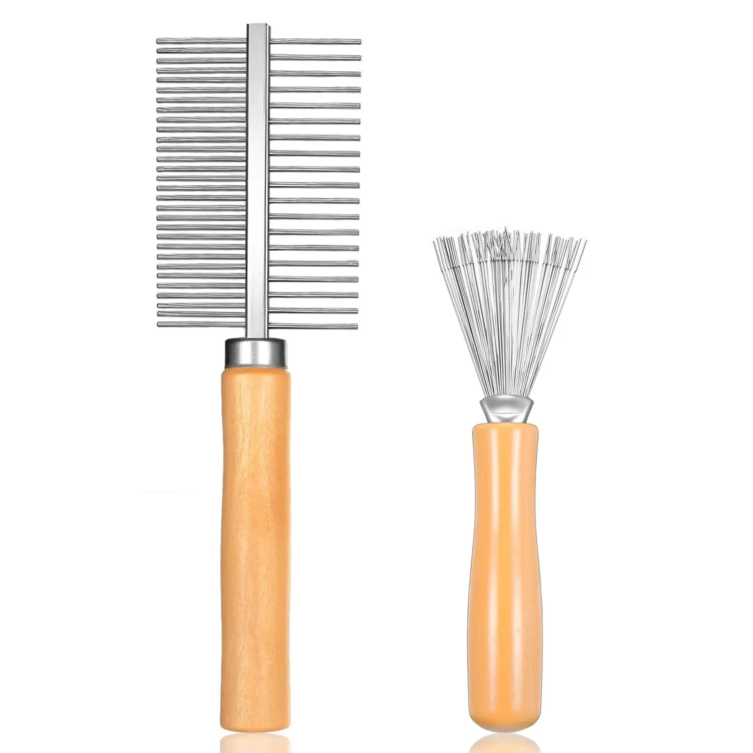 Beauty & Personal Care Hair Comb Cleaning Tool Set - 2-Piece Mini Rake with Wooden Handles, Removes Debris for Home/Salons Haircare Maintenance