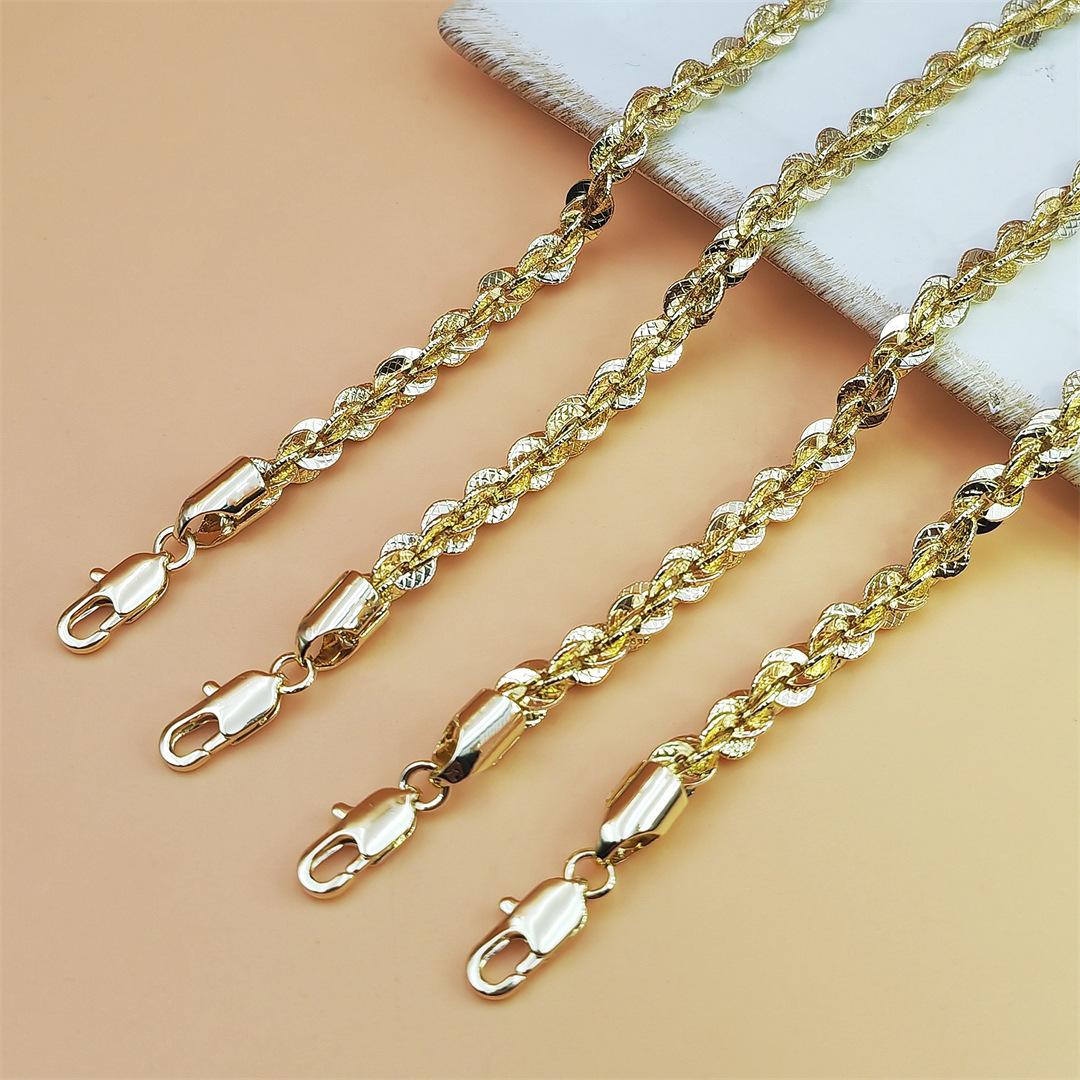 14K Gold Plated Twisted Rope Chain Bracelet for Women & Men Minimalist Luxury Jewelry Trendy Stackable Accessory High-End Daily Wear for Streetwear Party Vacation & Couples Matching