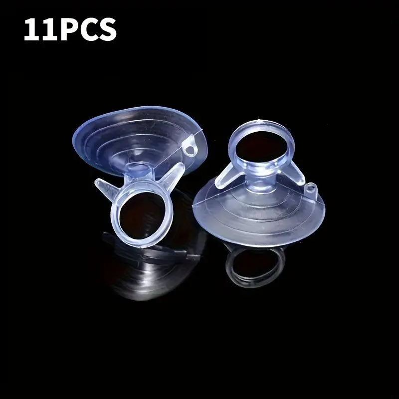 11-Pack Transparent PVC Suction Hooks, Vacuum Plastic Suction Cups, Ideal for Windshield Sunshade, Glass Windows, Tiles, Kitchen, Bathroom, Office