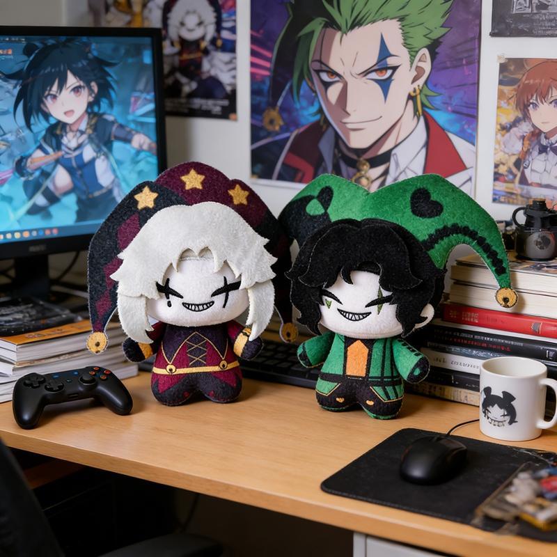 The Freak Circus Harlequin & Pierrot  Plush Set Cute Jester Stuffed Doll Horror Game Toy Gift for Fans Kids