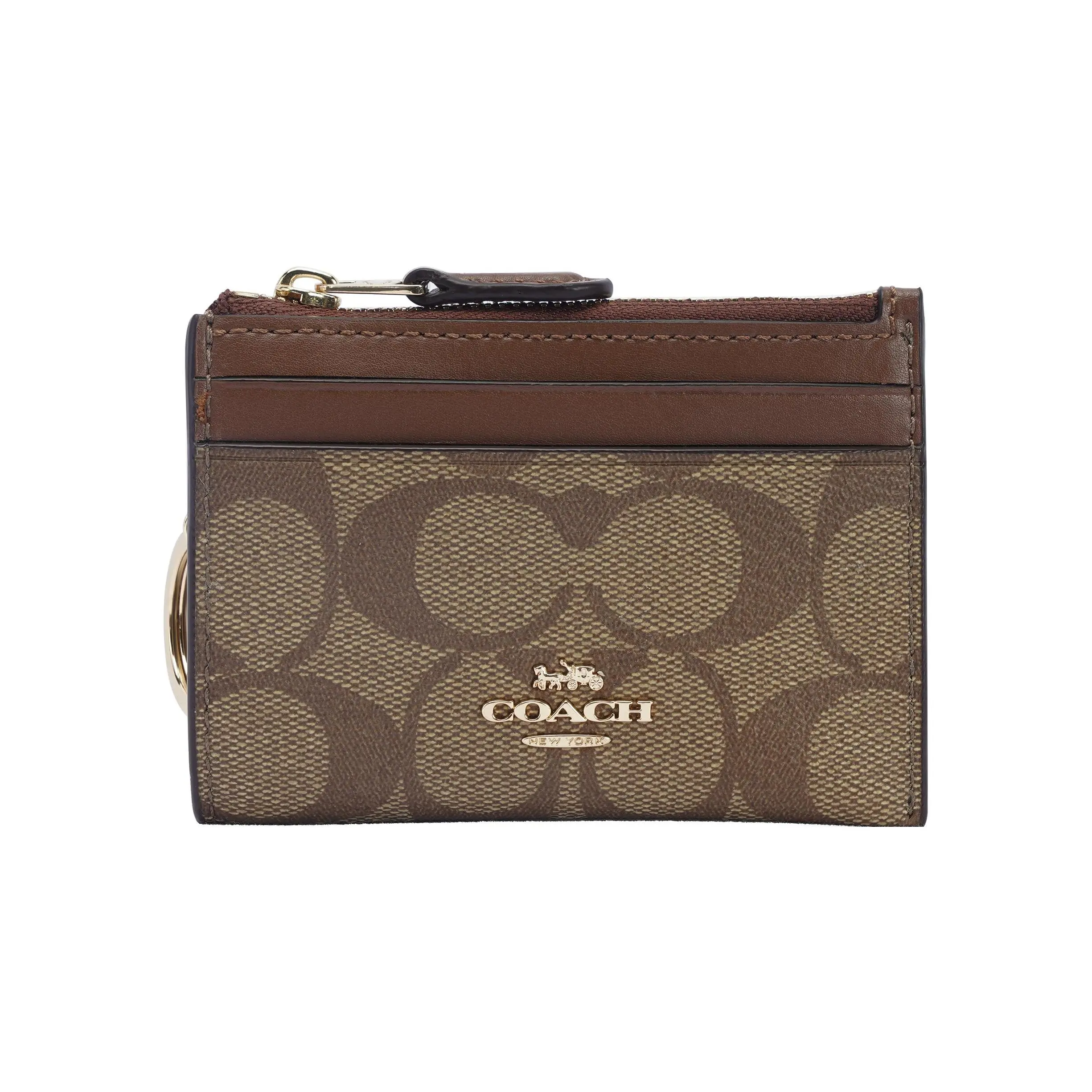 COACH Skinny 11 PVC ID Card Key Wallet for Women – Brown Monogram