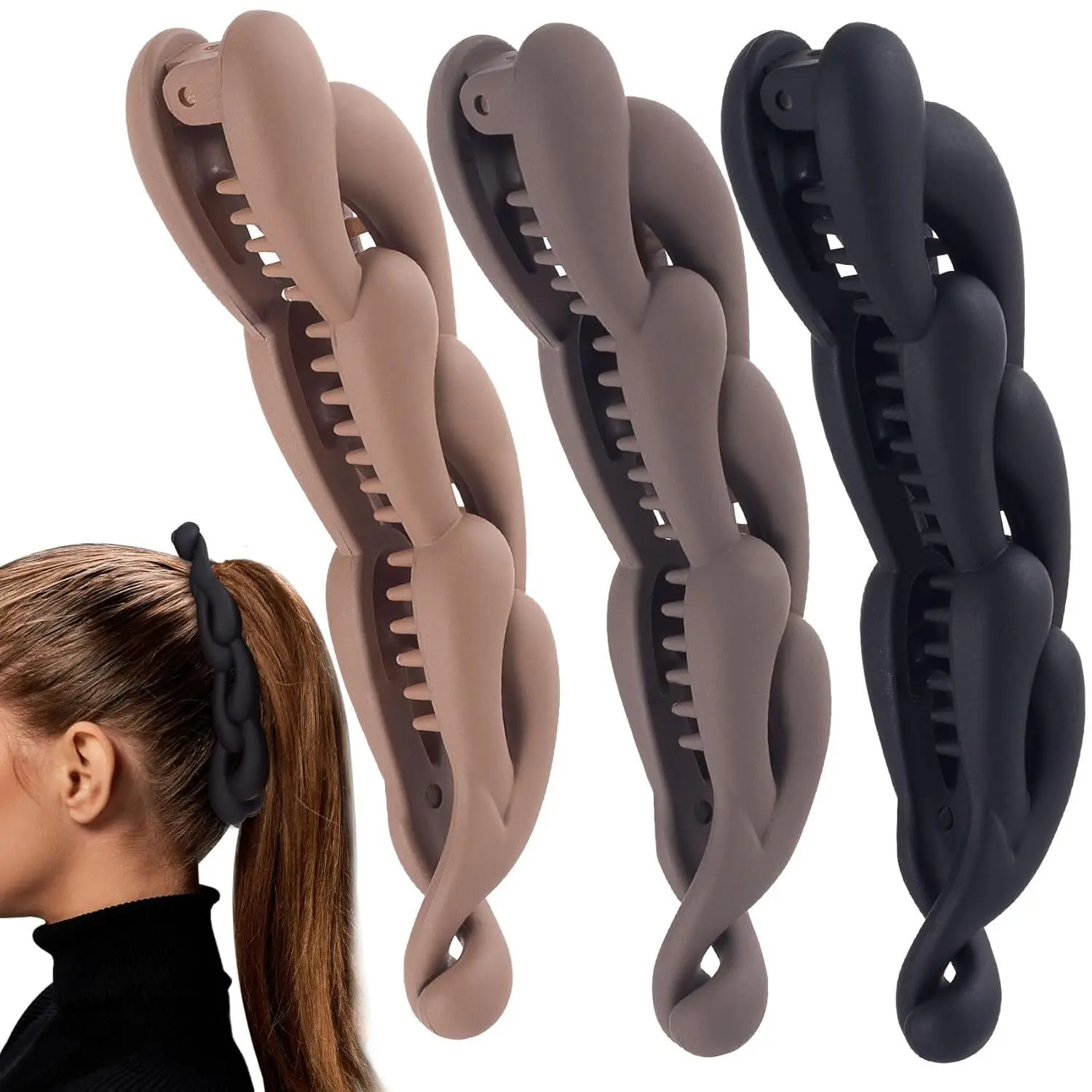 Boho Braided Banana Hair Clips for Styling, Large Matte Claw with Strong Hold for Thick Hair and Creating Braids Hairstyles, Boho Braids, Claw Clip