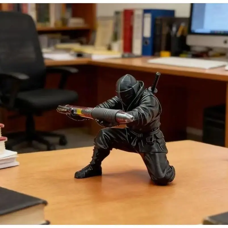Ninja Pen Holder For Desk, Black Ninja Decor Pen Stand, Pencil Holder Desk Accessories For Office, Home And Classroom Daily Desktop Storage Organizer