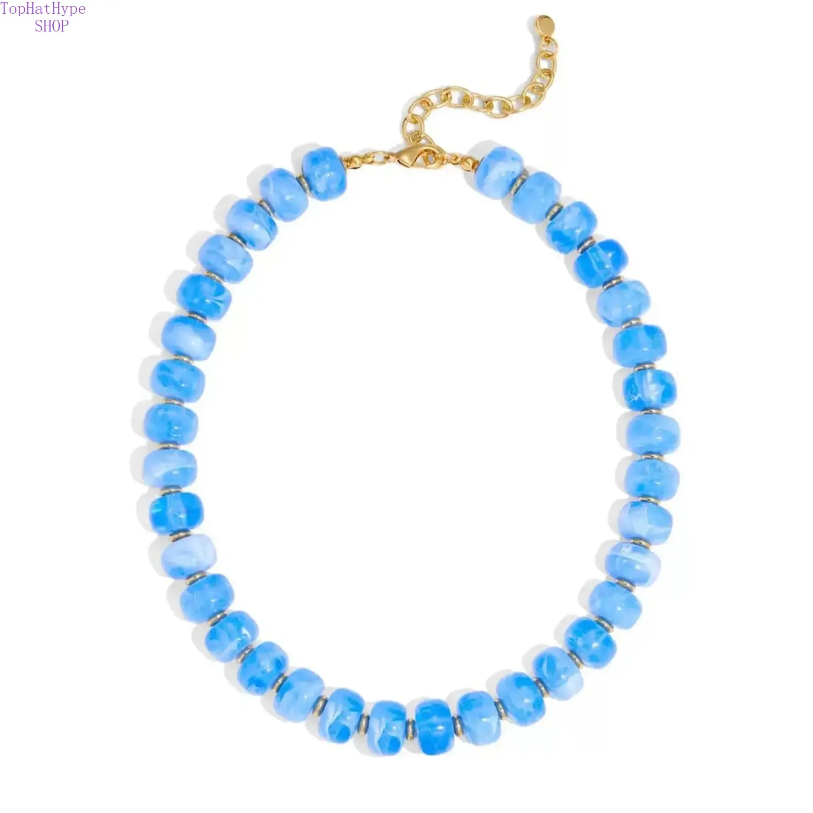 Women's Beaded Chunky Chain Necklace, Boho Style Oval Bead Jewelry, Fashion Summer Beach Gift, Holiday Vacation Wear, Bikini Necklace