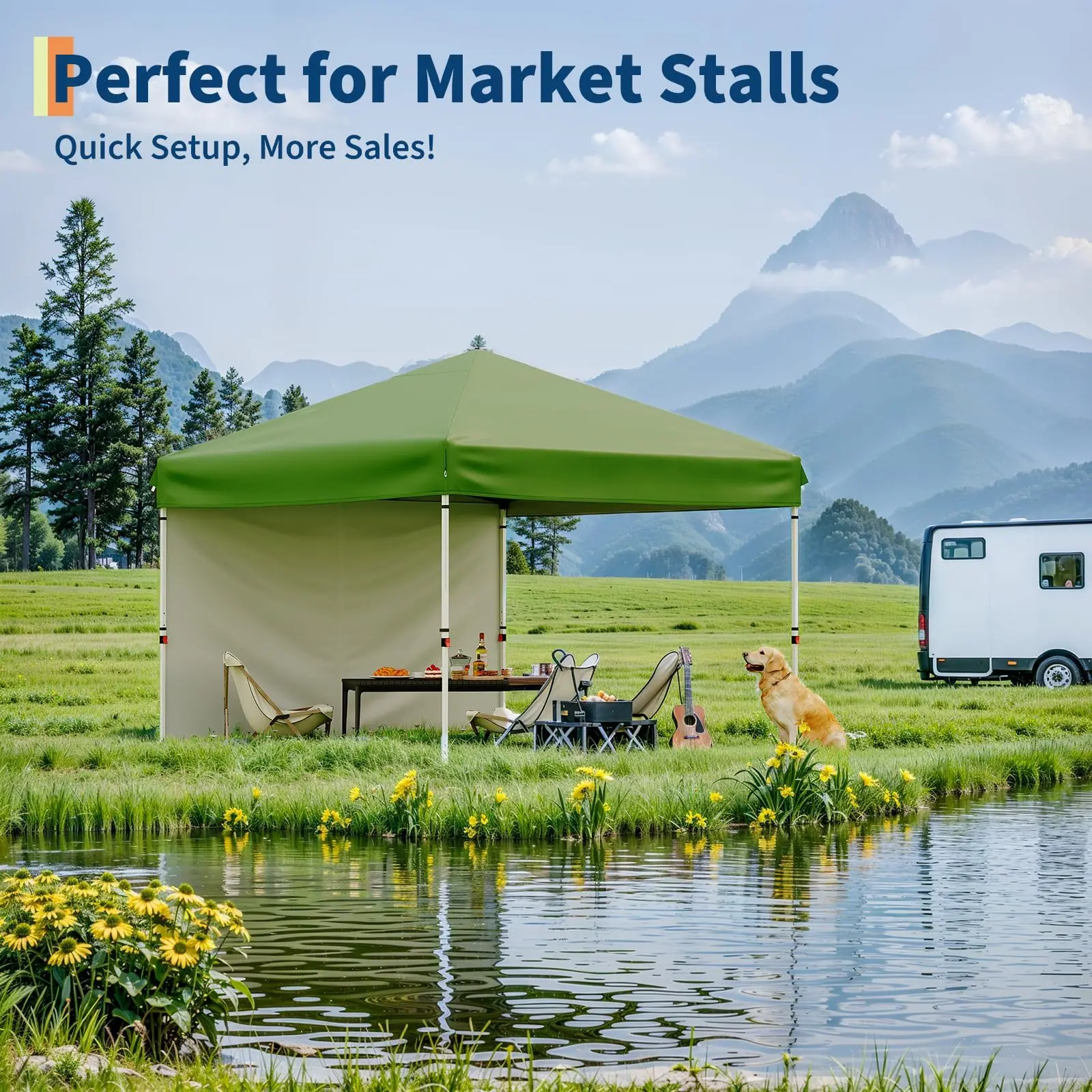 GARVEE 10x10FT Pop Up Canopy Tent, Green Outdoor Instant Shelter with Waterproof UV Protection, Portable Folding Canopy for Patio, Backyard, Party, Camping & Events