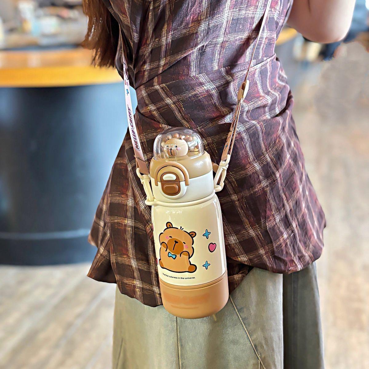400ml Capybara Stainless Steel Coffee Cup Travel Thermal Mug Leak-proof Bottle Tea Coffee Mug Insulated Cup Gift Back To School