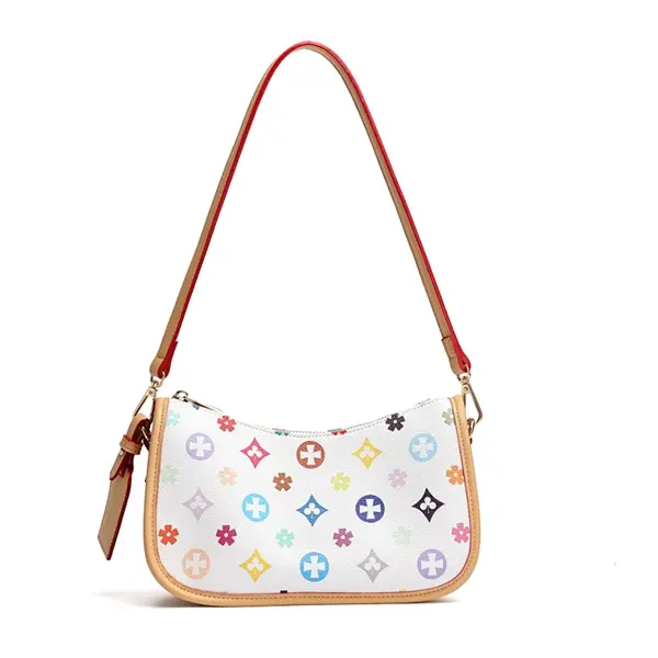 IVKMIVK All Over Print Cute Chic Lightweight PVC Half Moon Underarm Bag for Women, Multiway Purse with Short Strap & Adjustable Long Strap, Shoulder-Crossbody-Wrist Carry, 2 Color Options