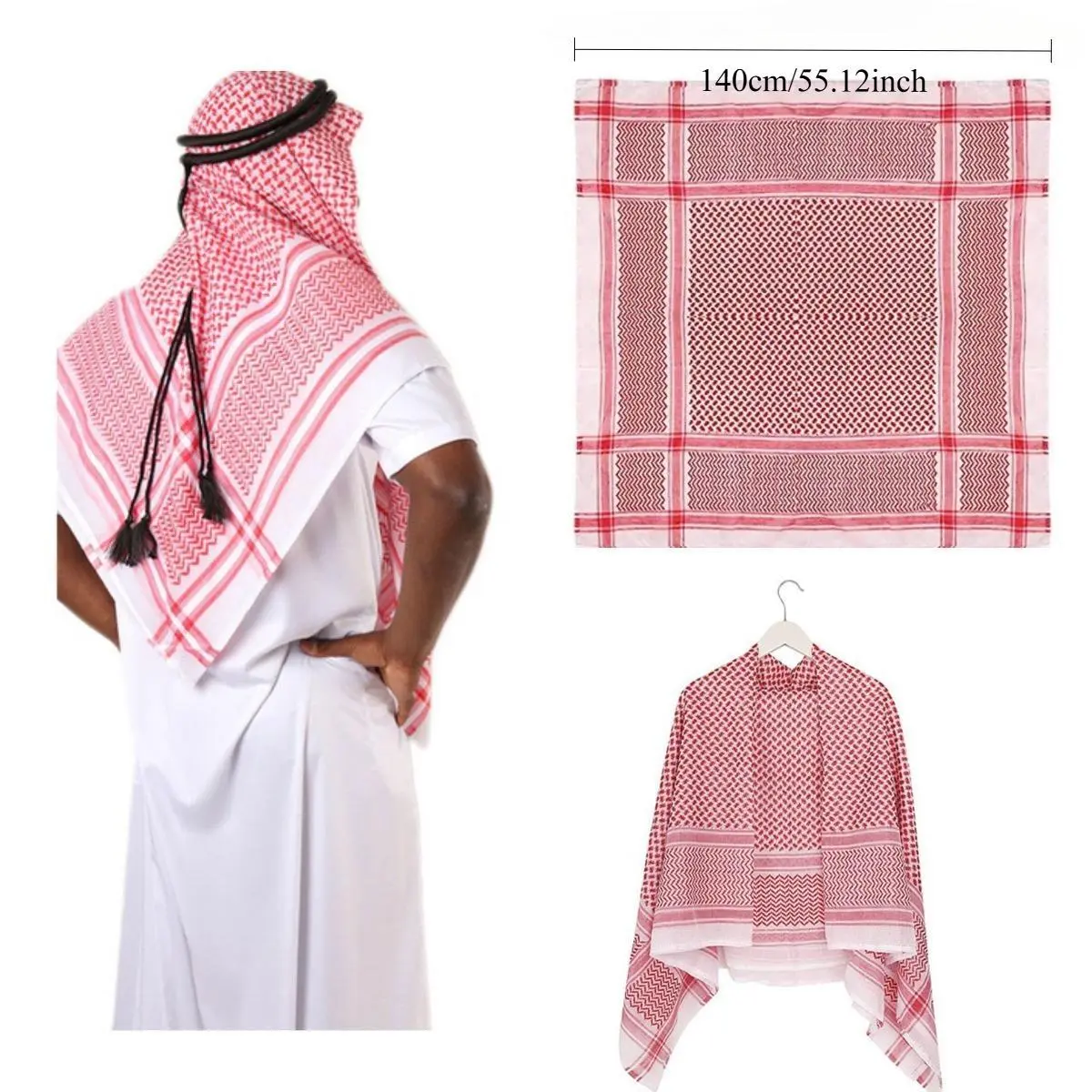 Keffiyeh Shemagh Fashion Headscarf for Men & Women, Lightweight Jacquard Cotton Scarf Head Wrap, Versatile Face Cover Scarf for Festivals