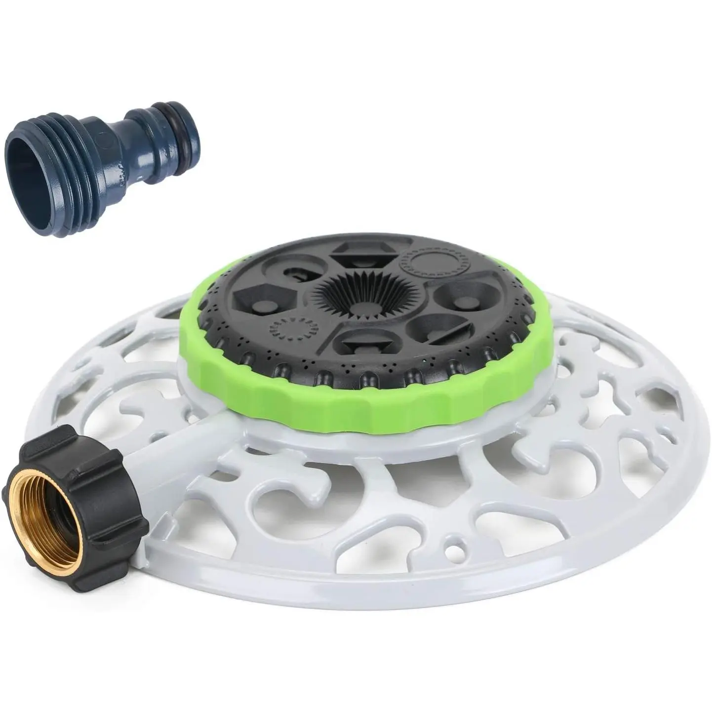 Turret  Sprinkler, 8- Stationary Water Sprinkler  Metal Decorative Base for Watering Small and Large Yards, Lawns, Garden or Odd Shaped Areas, Covers up to 1,225 sq. ft.