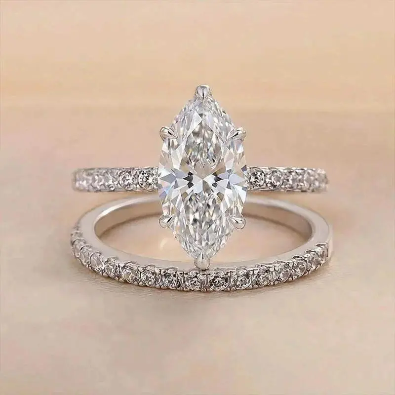 925 Sterling Silver Fashion Classic Marquise Zircon Ring For Women Engagement Wedding Luxury High Quality Fine Jewelry Hot Sales