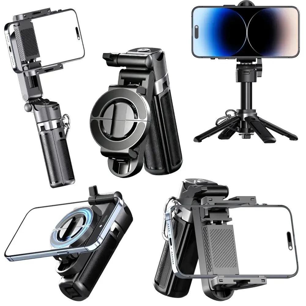 Four-In-One Magnetic Selfie Stick Tripod with Bluetooth-compatible Remote, 360 Rotation, Portable, Anti-Shake, Wireless Control, Ideal for Vlogging