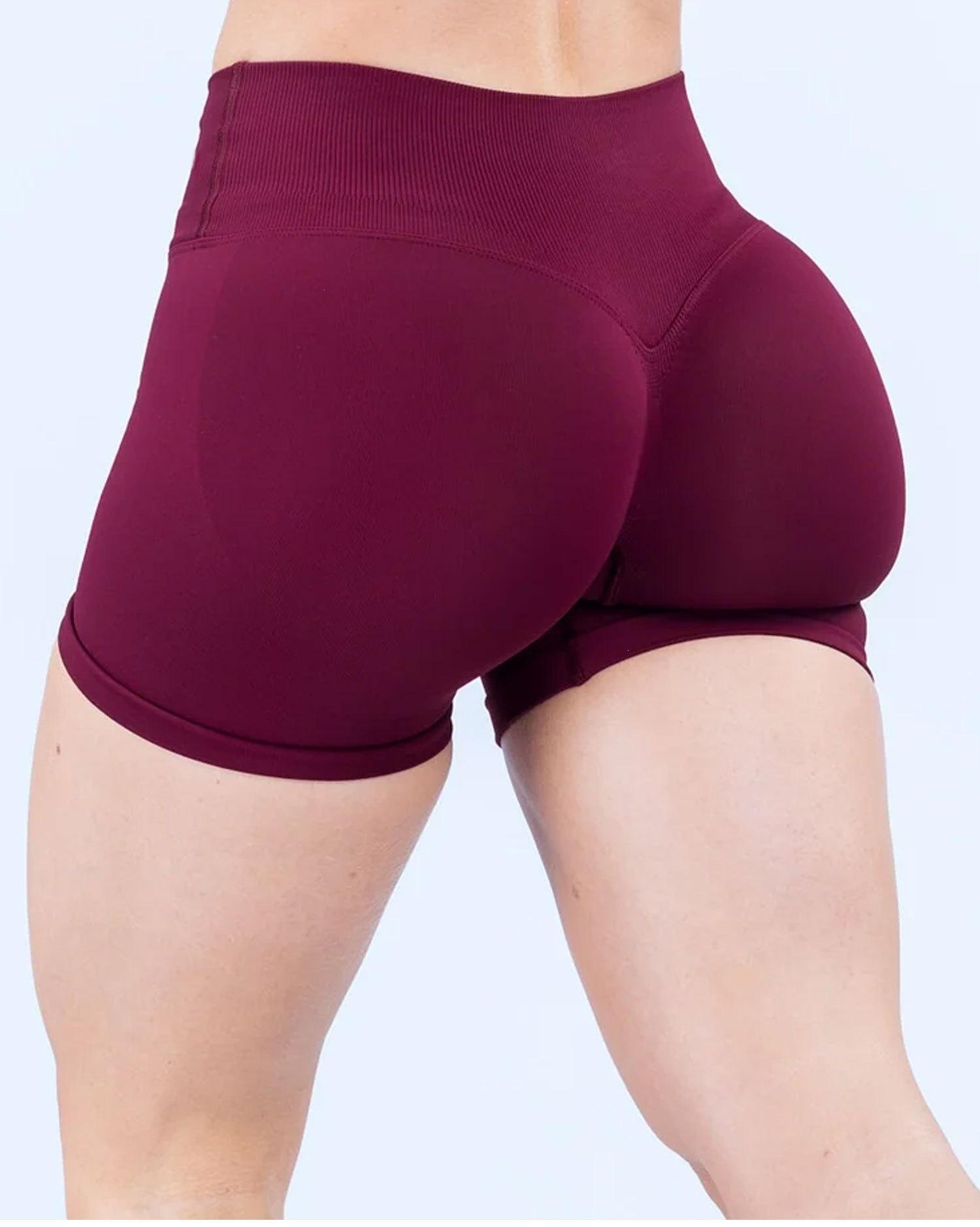 DFYNE Front Cross-Waist Lifting Yoga Shorts, Seamless Knitted Peach Butt Fitness Pants