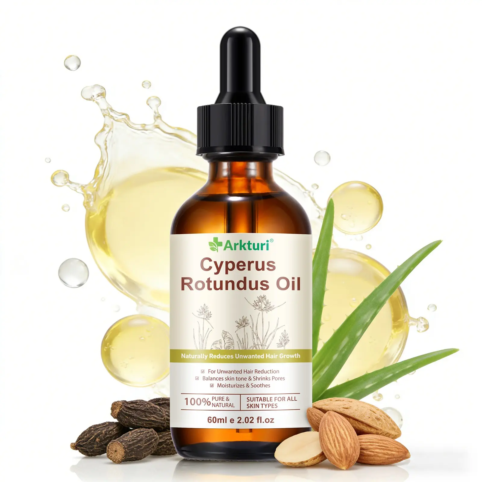 Gentle Hair Removal Oil 60ML, Reduces Unwanted Hair, Balances Skin Tone, Suitable for Multiple Body Parts, Summer Easy Hair Removal, Unisex