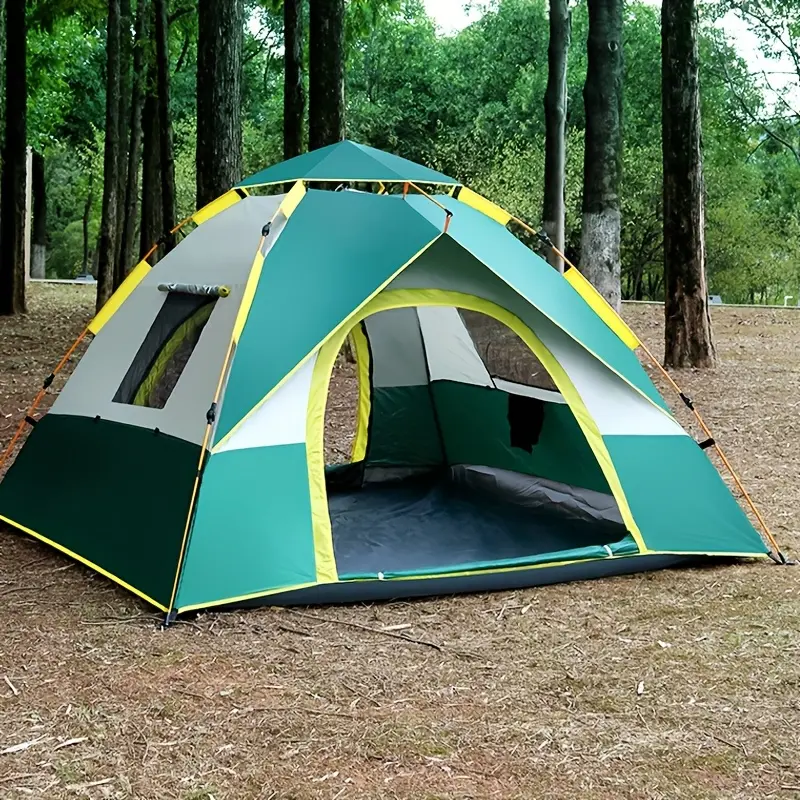Fully Automatic Camping Tent - Quick Setup & Takedown, Double Doors & Windows for Excellent Ventilation, Wind-Resistant, Lightweight, Easy to Carry (Sports & Outdoor Hiking Accessory)