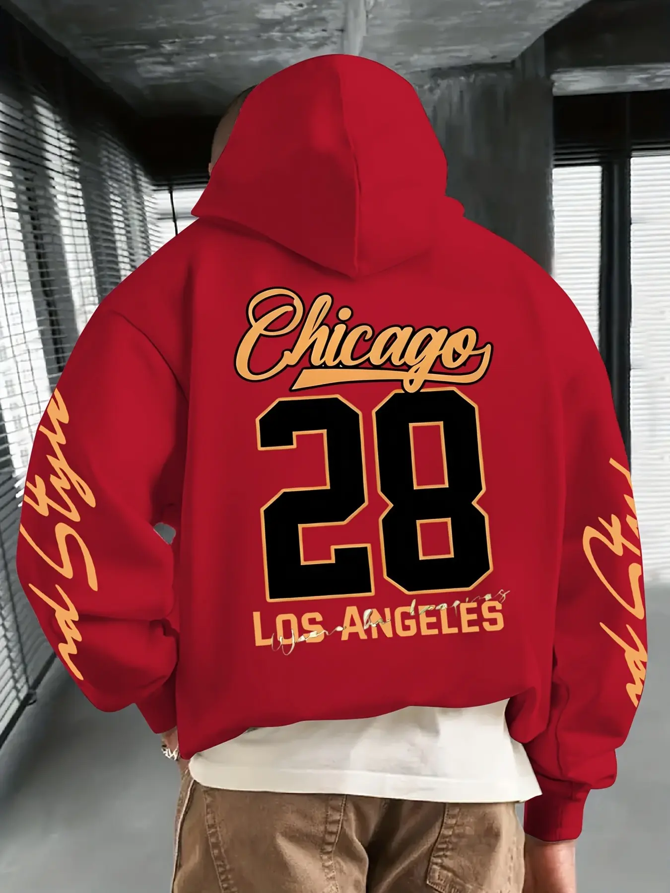 Men's Hoodie with Chicago 28 Lakers Print, Soft Fleece, Loose Fit, Kangaroo Pocket, Fall & Winter Casual Streetwear