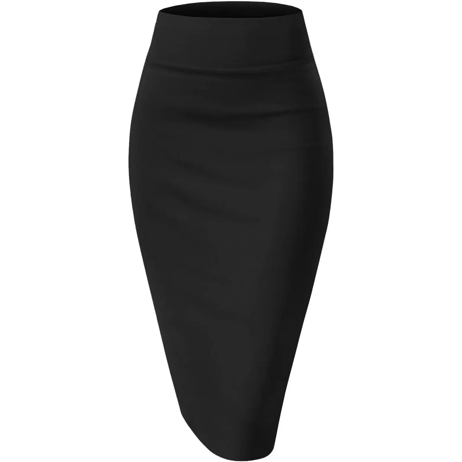 Women Ponte Stretch High Waist Below Knee Pencil Suit Skirt, Premium Nylon Work Skirt