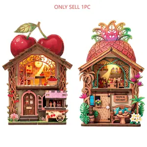 Fridge Magnet DIY Book Nook Kit, 3D Puzzle Toy, Dollhouse Shop Animal Mini House, Creative Assembly Model, Decorative Furniture
