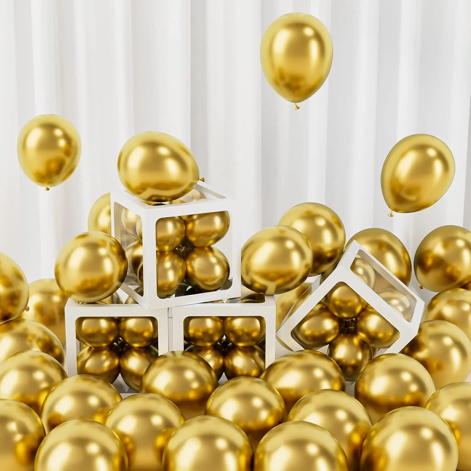 120 count 5 inch Metallic  Balloons, Small Chrome  Latex Party Balloons Helium Quality for Birthday Graduation  Shower Wedding Party Decorations (with  Ribbon)