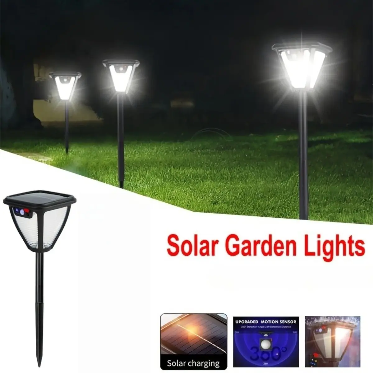 1pcs Outdoor Solar Lamp Post Light, Waterproof Solar Landscape Wall Spotlight with 3 Adjustable Lighting Modes, Auto Solar Charging Design, Ideal Decorative Light for Driveway, Patio, Lawn, Garden, Backyard, Garage and Walkway Pathway Illumination