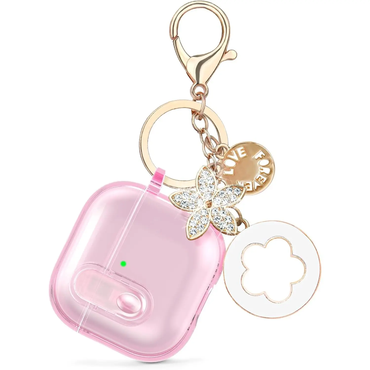 (with Safety Lock) Clear Durable Case Cover Protection for AirPods 4 with Cute Bling Keychain Women Girls Earphone Protective Cover