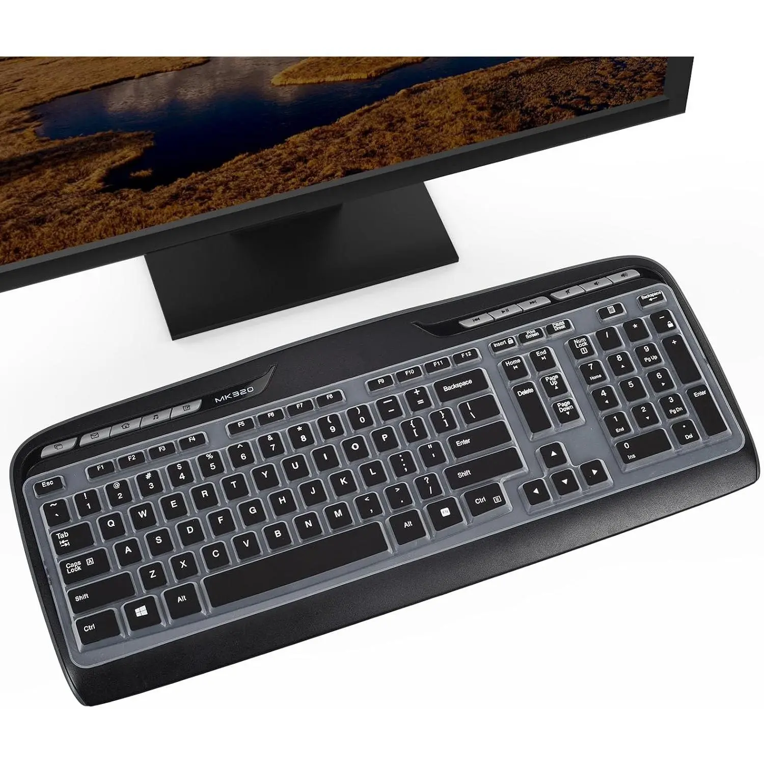 Keyboard Cover  Protector for  MK320, YR002, Y-R0009, MK335, MK300, K330 - Part 316G115  Desktop Accessories, Keyboard Protective -Black