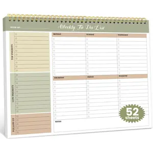 Weekly To Do List Notepad with 52 Undated Sheets（8.5"×11"）- Undated Weekly Planner Notepad for Office Desk Accessories and Supplies - Forest Shades