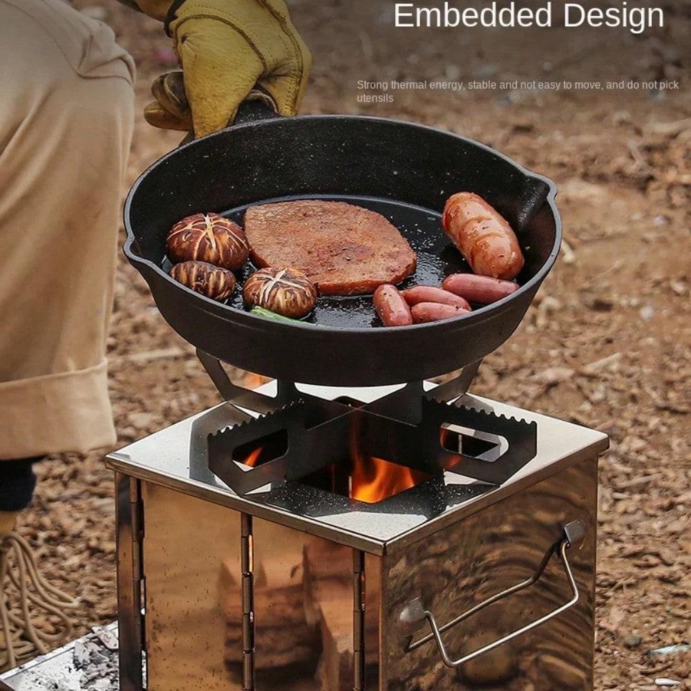 Outdoor Folding Wood Stove, Mini Stainless Steel Oven, BBQ Camping Picnic Folding Charcoal Stove, Outdoor Heating Barbecue Grill