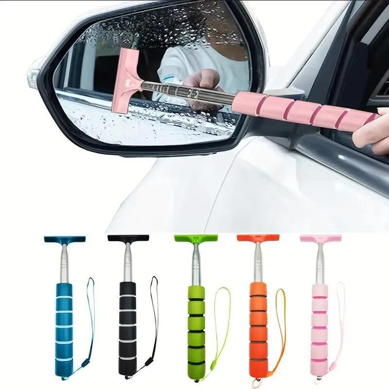 Stainless Steel Car Rearview Mirror Wiper, Retractable Car Glass Cleaning Tool, Window Cleaning Brush, Car Windshield Cleaner, Car Wash Accessories