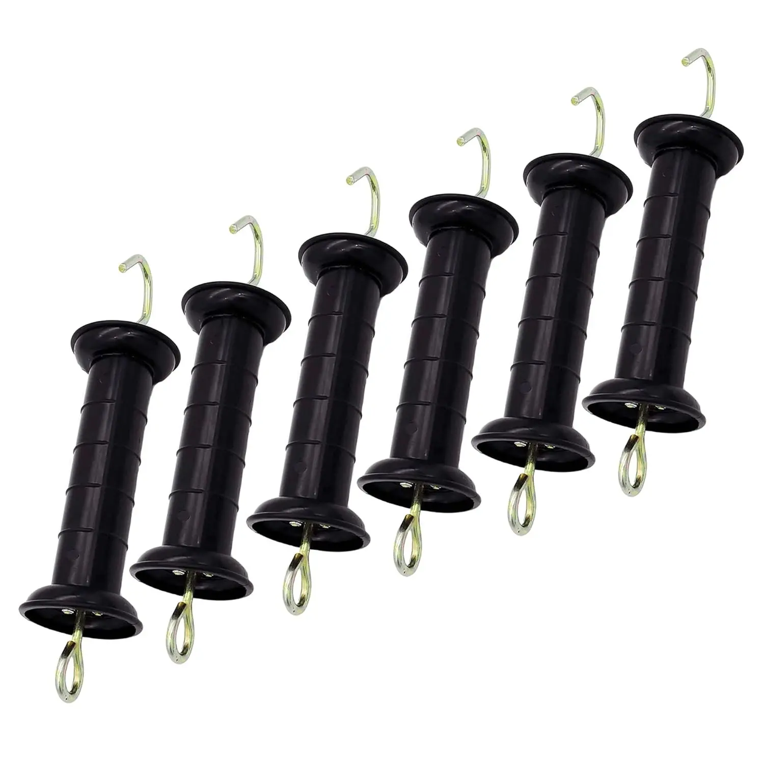 6 Pcs Black Plastic Electric Fence Gate Handle Insulators with Spring