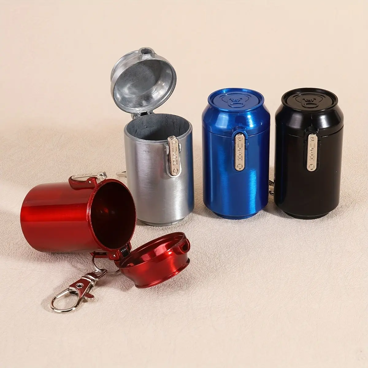 Portable Metal Ashtray with Lid, Compact Heavy Iron Structure, Overflow Proof, Ideal for Camping, Travel, Home, Office, Smoking Accessories