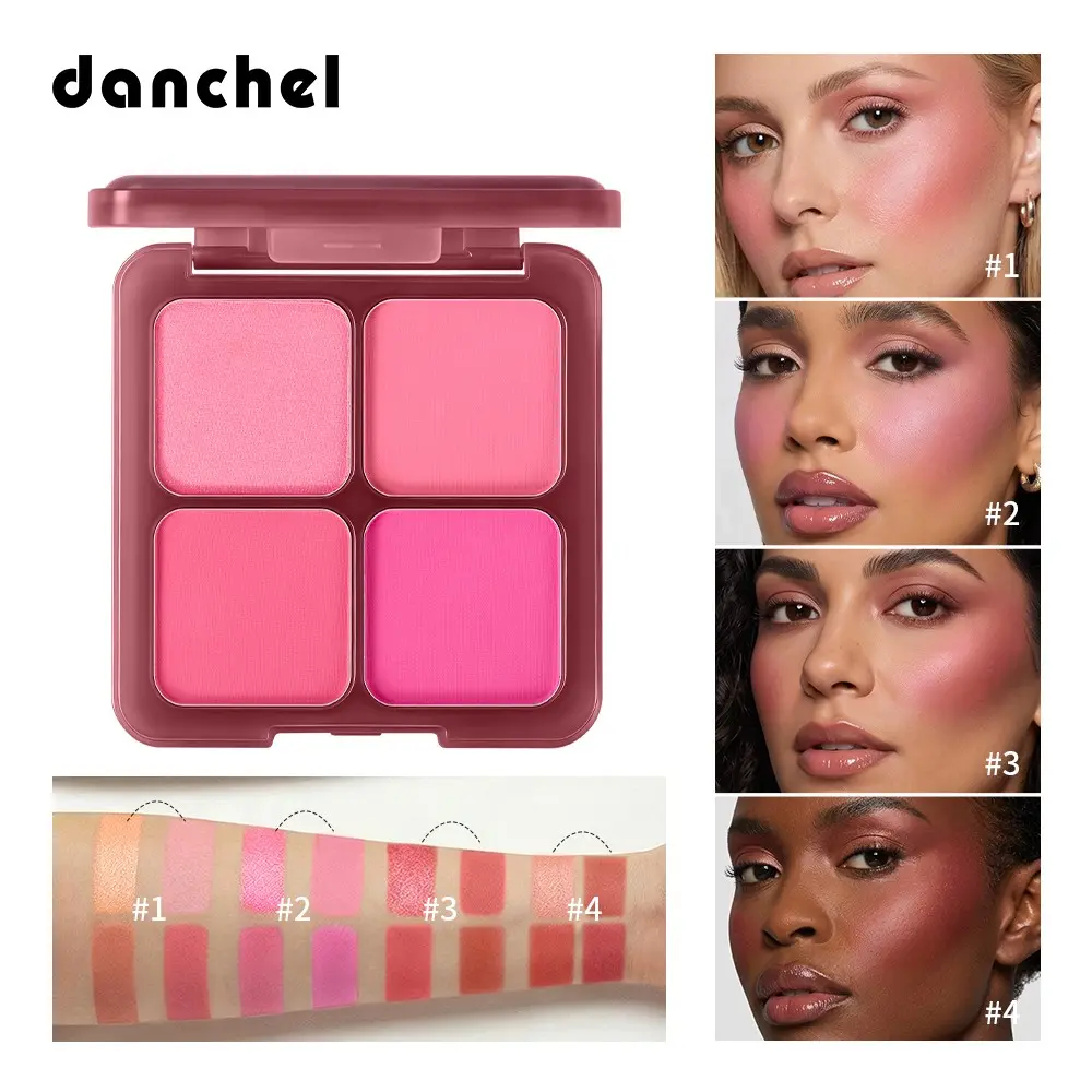 Soft-Focus Blush & Highlight Palette, 3 Matte Blushes + 1 Highlighter, Silky Blendable Buildable Color, Filtered Glow Finish, Multiple Shades for Daily Wear, Dates & Everyday Makeup