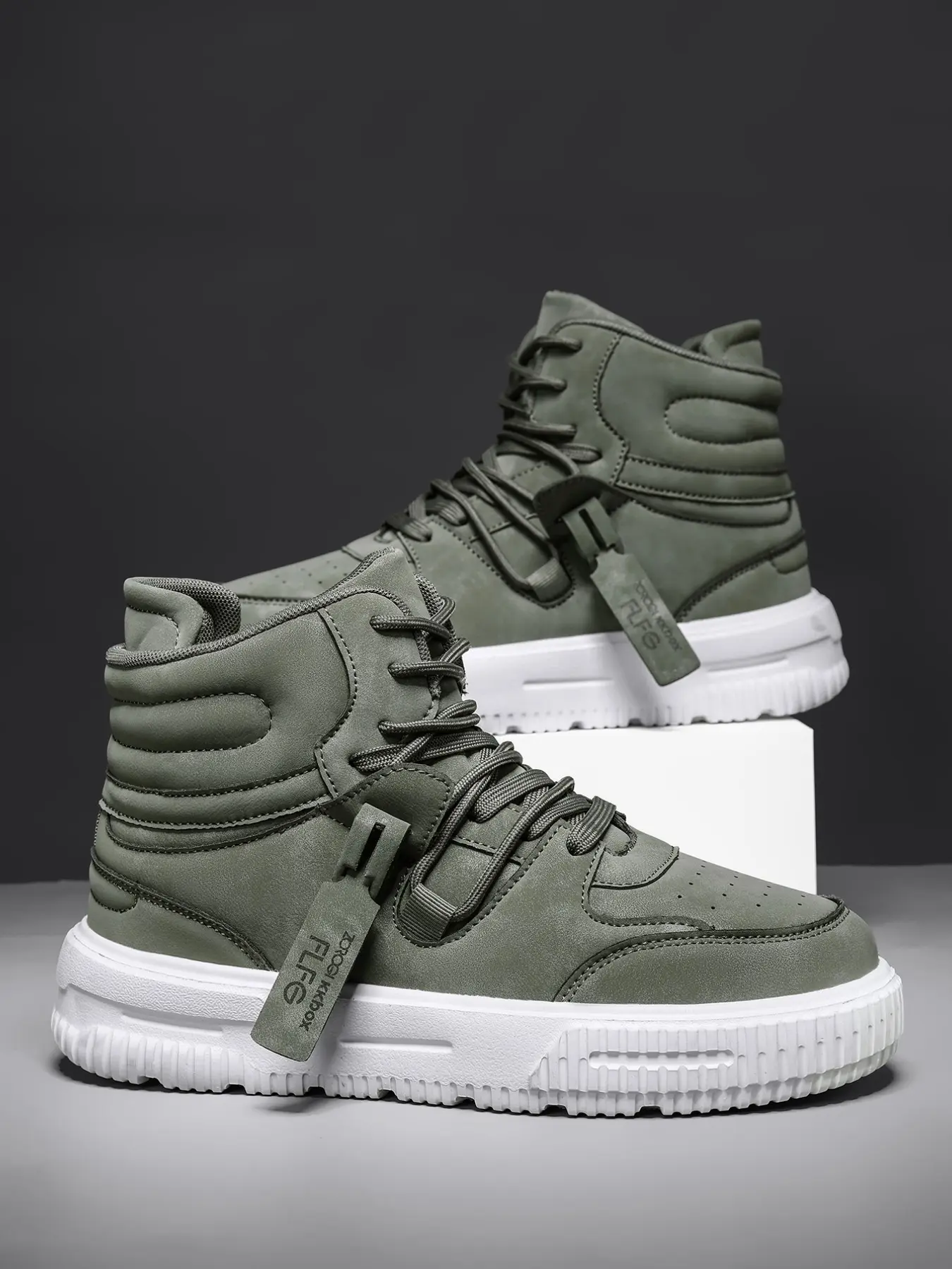 Unisex High-Top Flatform Shoes, Trainer Sneakers, Sneaker, PU Leather, Eva Sole, Round Toe, Casual All-Season, Trendy Streetwear, Comfortable & Versatile