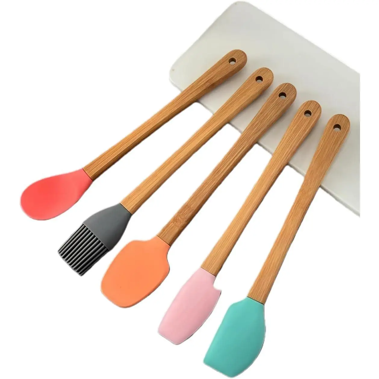 5 count  Spatulas,Mini Rubber Spatula  Handle,Heat Resistant  Set,Non-Stick Kitchen Utensils For Baking,Cooking and Stir(colorful)