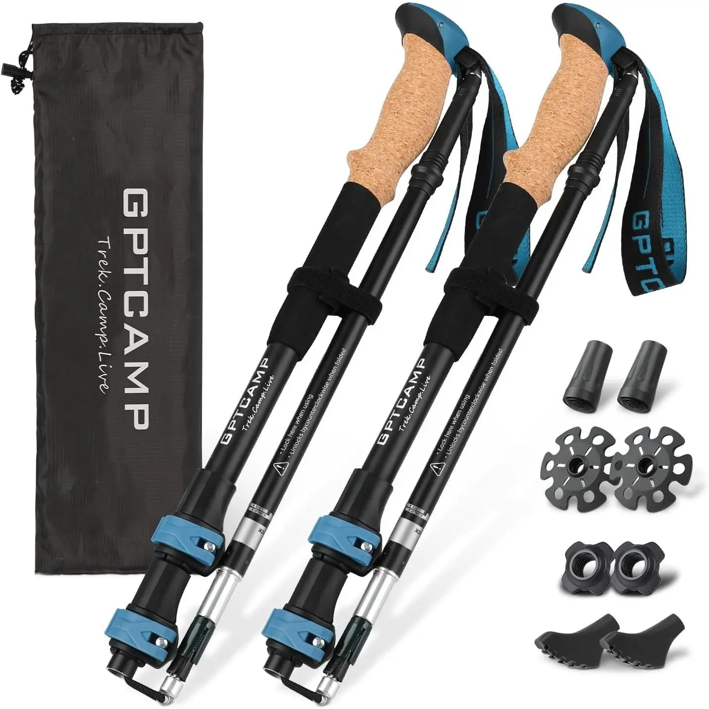 Walking Sticks,Trekking Poles Collapsible Hiking Poles,Lightweight Folding Travel Walking Pole for Men Women,2pc Adjustable Hiking Stick with EVA Foam Grips for BackpackingGift.