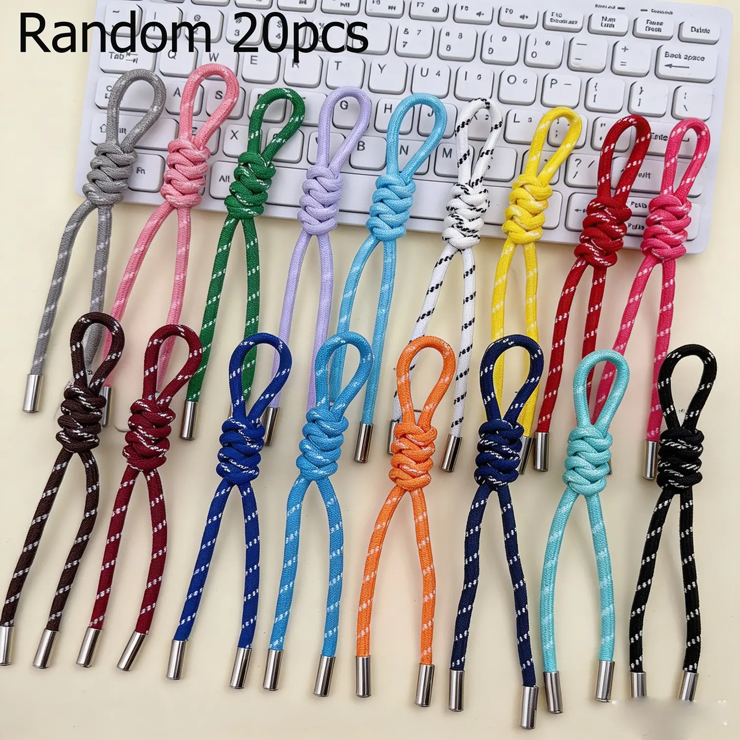 Random 10/20 Pieces Roman Knot Round Rope Phone Keychain, DIY Handmade Colorful Braided Lanyard, Universal Decorative Strap