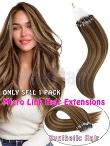 Micro Hair Extensions Balayage Link, Add Volume and Length, Enhance Hair Volume, Highlighted Styles, Mix and Match for Perfect Look, Halloween Accessories, Synthetic Hair Extensions