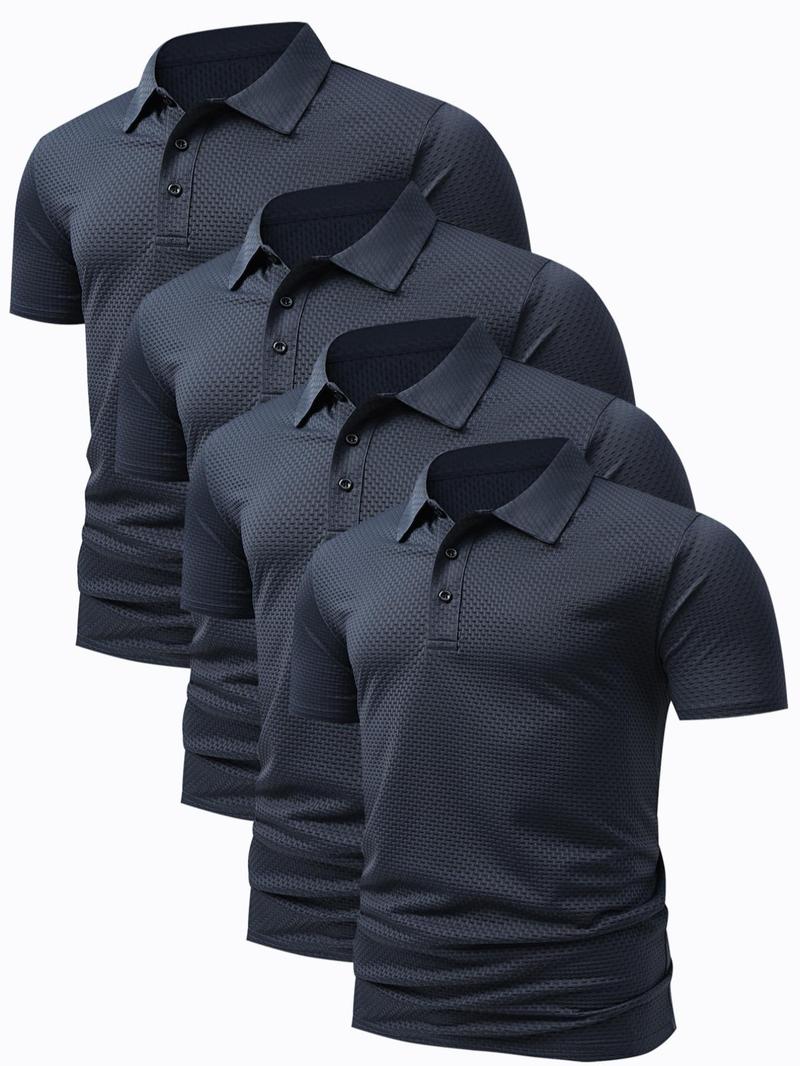 Men's Solid Color Polo Shirt, Regular Fit Casual Short Sleeve Collared Top for Summer, Fashion Men's Clothes for Daily Wear