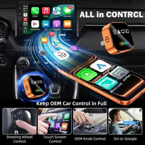 2026 Upgraded Wireless Carplay Adapter, 4-in-1 Wireless CarPlay Adapter for Android & iPhone  CarPlay + Screen Mirroring, AirPlay Mirror & Android Mirror, Mini USB with Type-C Plug & Play