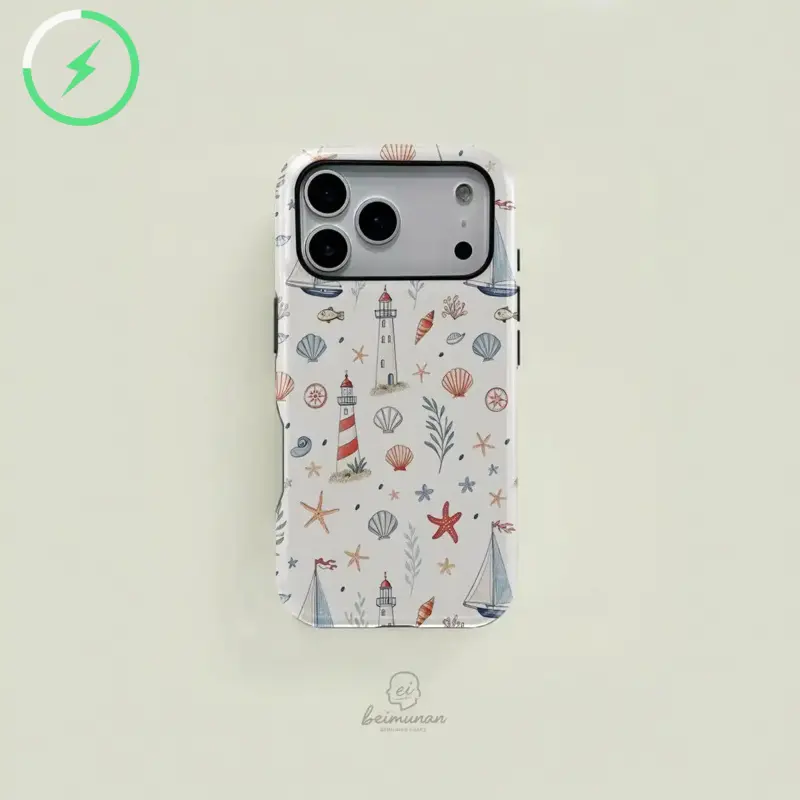 Magnetic Case Ocean Theme Print 2-in-1 Textured Mobile Phone Case, Durable Shockproof Stylish Protect Cover for iPhone 11-17 Pro Max Pro Plus Phone Accessories (iPhone Series Compatible)