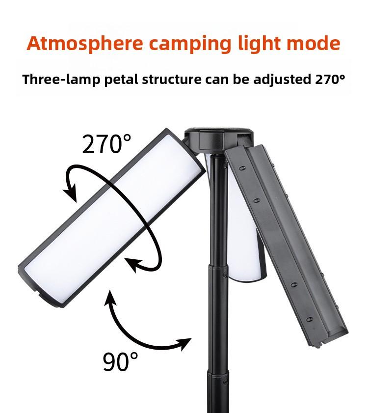 Outdoor multifunctional telescopic folding camping light 270 ° adjustable led lighting light with hook warm ambient light