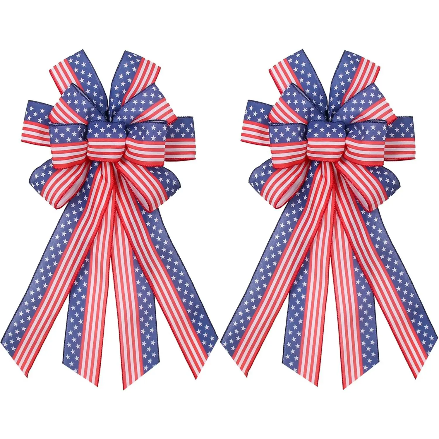 2 PCS Large Patriotic Wreath Bows Star and Stripe America Flag Bow 4th of July Red Blue Burlap Bow for Veteran's Day Independence Day Memorial Day Front Door Holiday Party Home Decor 20 * 12"fidget toys