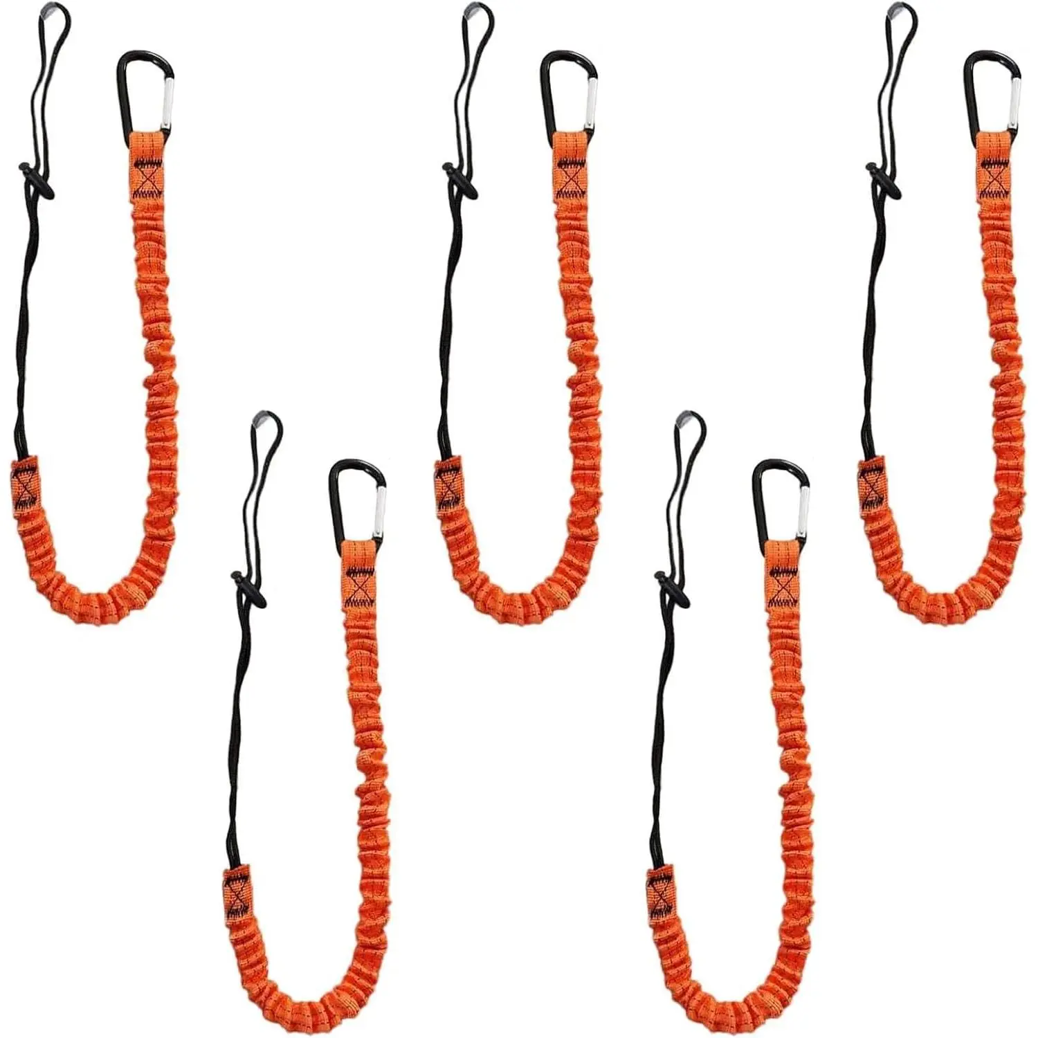 Tool Lanyard with Buckle Strap 5Pcs, 31.5 "-43.3" Extendable Length Tool Tether Lanyard with Carabiner and Adjustable Loop End, Scaffolding Roofing Fall Protection Tool Belts Accessories