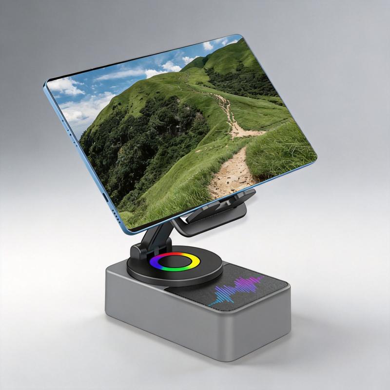 Wireless Bluetooth Audio Speaker with LED Light Phone Bracket Holiday Presents Universal Mobile Stand Mount