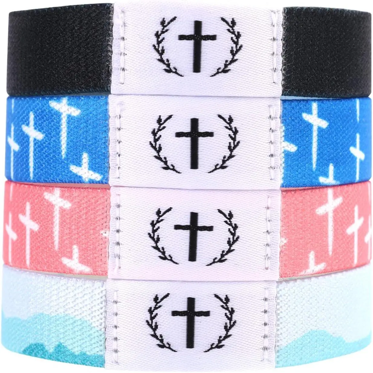 4 count  Bracelets, Scripture Daily Verse Bracelets with NFC Scan Christian Wearable Elastic  Wristbands for Women Men Inspirational  Bands Gifts(4 Colors)
