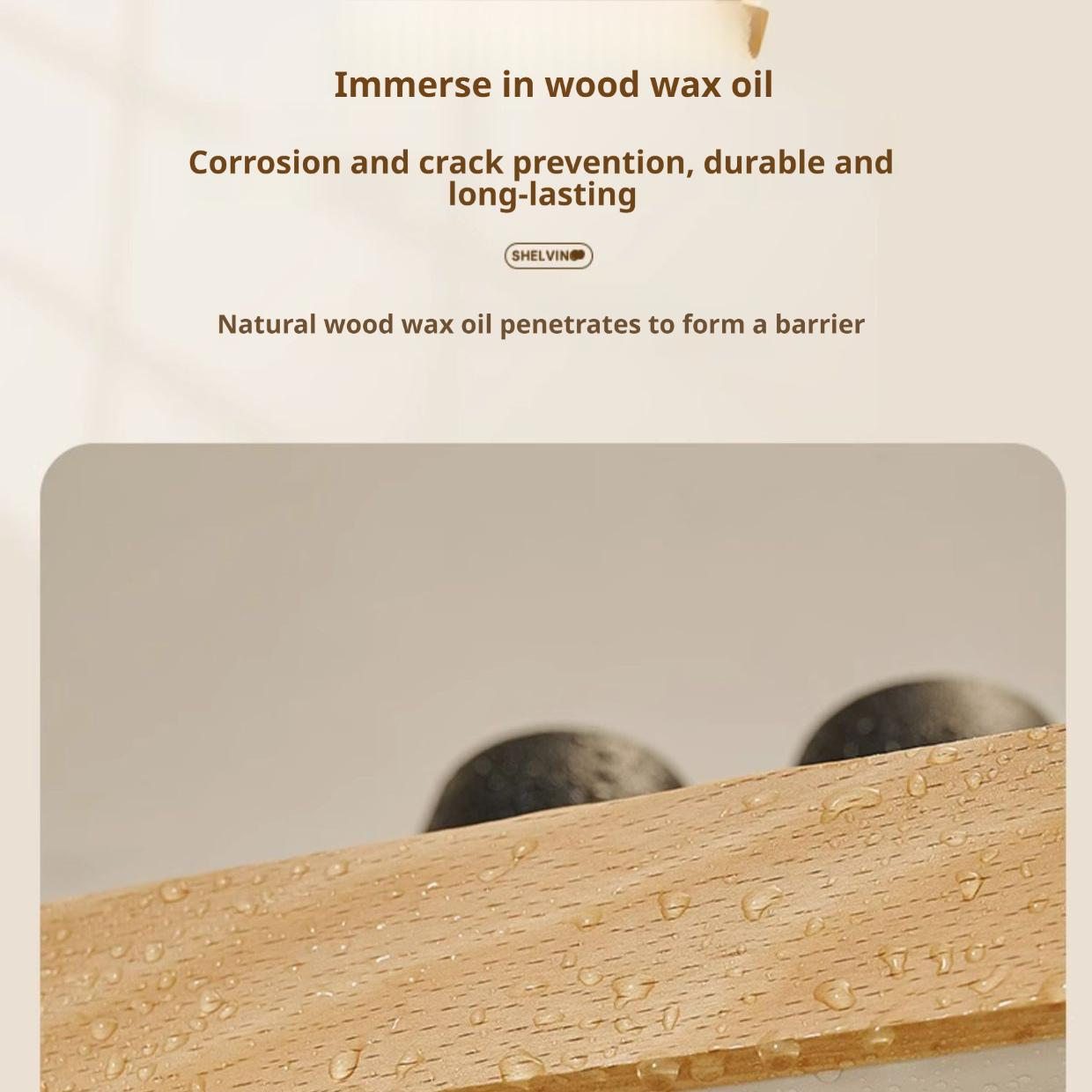 Wooden Wall Mounted Storage Rack No Drilling Required