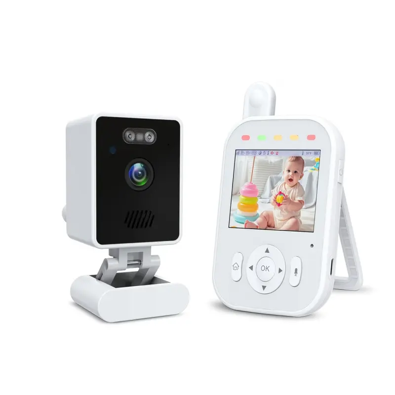 2.8 Inch Monitor, Indoor Newborn Nursery Surveillance Camera, Bidirectional Voice, No Internet Needed, 720p Real-Time Image, Sound, Temperature, Feeding Alert