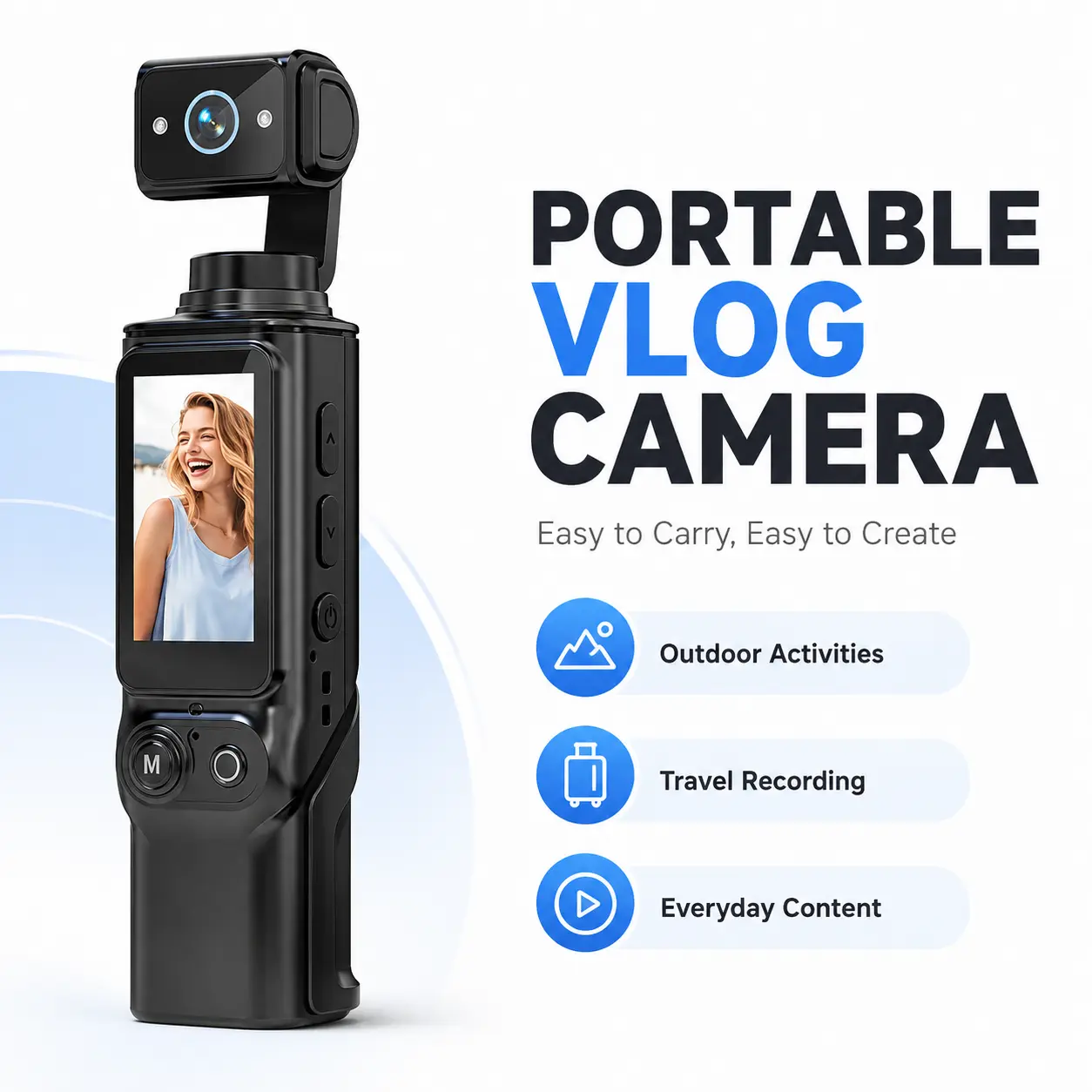 Portable Handheld Vlogging Camera D11 - Compact Action Recorder with Easy Operation for Travel Videos, Outdoor Recording & Content Creation