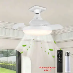 Modern LED Hidden Fan Light, 15.74in E27 Interface, Dimmable, 3 Speed Settings, Ideal for Bedroom, Closet, Dining Room, Kitchen