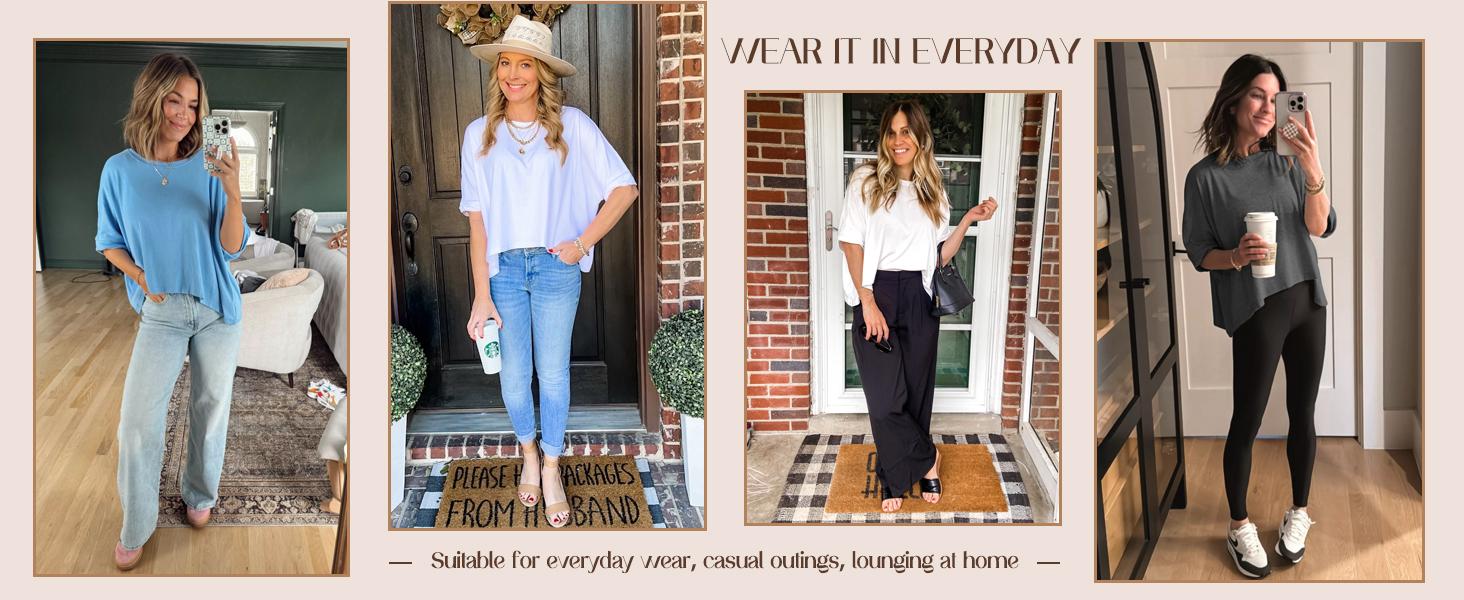 Imily Bela Womens Oversized T-Shirts Cropped Summer Casual Short Sleeve Loose Fit Tee Tops