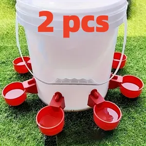 2-Piece Automatic Poultry Water Dispenser Set, Plastic Chicken Drinking System, Duck Goose Turkey Rabbit Self-Filling No Electricity